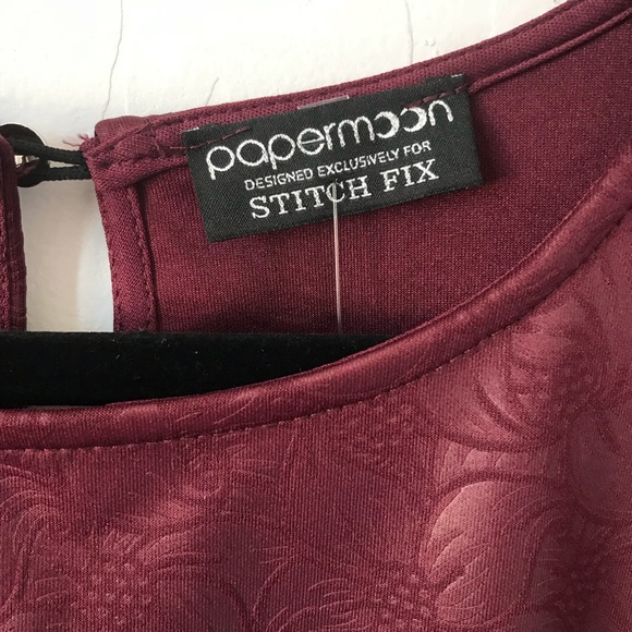 Papermoon Burgundy Atta Knit Lasercut Dress Large - Picture 7 of 8